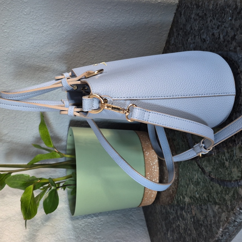 Nanette Lepore Light Blue Handbag with Shell & Pearl Bag Charm - Picture 5 of 9